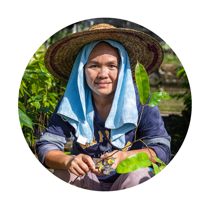  Portrait of Linne Murang pruning tree seedlings.